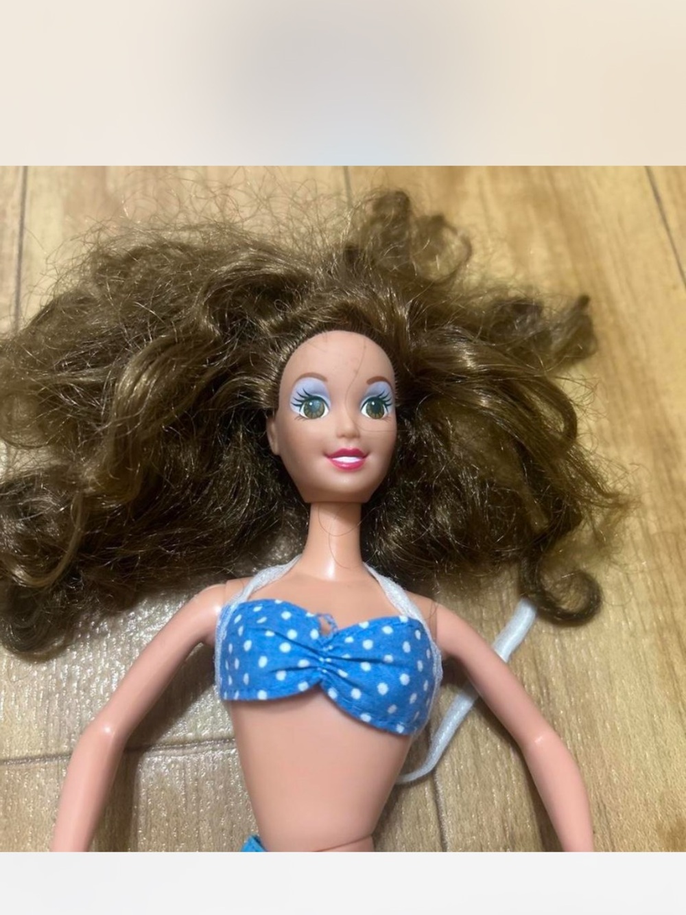Vintage Barbie Blue White Polka Dot Bikini Top